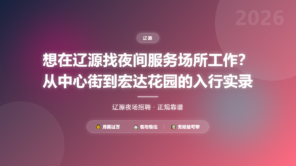 想在辽源找夜间服务场所工作？从中心街到宏达花园的入行实录